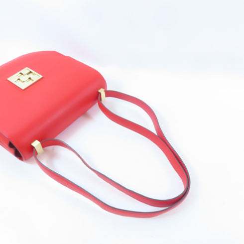 HERMES GHW Mosaique AU 24 Bag Shoulder Handbag Epsom Leather Rouge De Coeur Red