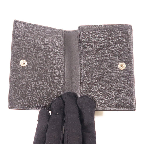 SAINT LAURENT YSL SHW Card Case Calfskin Leather Black