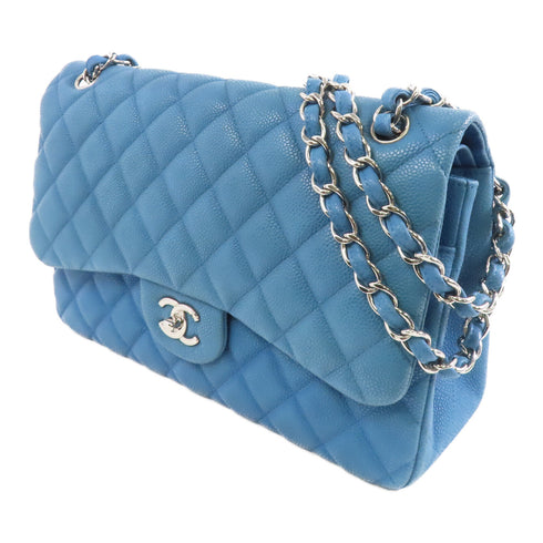 CHANEL Quilted CC SHW Classic Jumbo Chain Shoulder Bag Caviar Leather