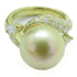 FINE JEWELRY 11.4mm Pearl 0.29ct Diamond Ring 18K Yellow Gold US#6.5