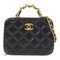 CHANEL Quilted CC GHW Vanity Case 2 Way Bag AP3246 Lambskin Leather Black