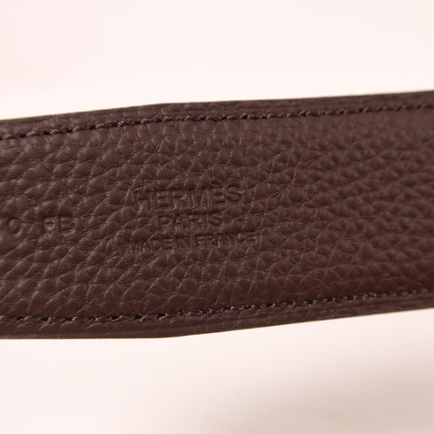 HERMES GHW Belt Veau 135 Togo Leather Noir Chocolate
