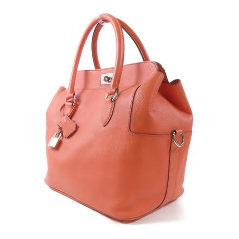 HERMES PHW Toolbox 26 2 Way Shoulder Handbag Evercolor Leather Crevette Orange