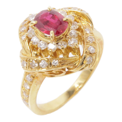 JEWELRY Ruby Diamond Ring 18K Yellow Gold US#5