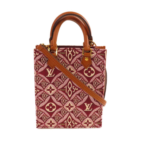 LOUIS VUITTON LV Petit Sac Plat Hand Shoulder Bag M69846 Monogram Jacquard Red