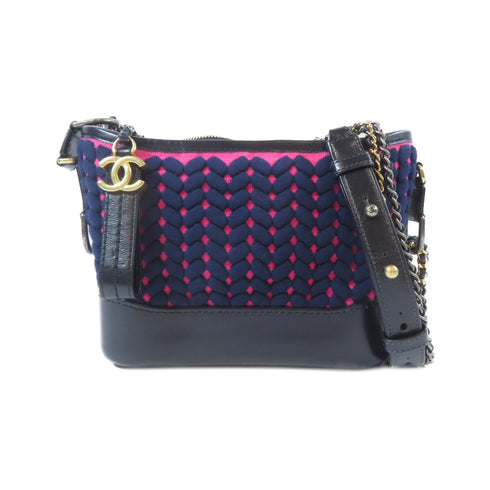 CHANEL CC SHW GHW Gabrielle Chain Shoulder Crossbody A91810 Fabric Pink Blue