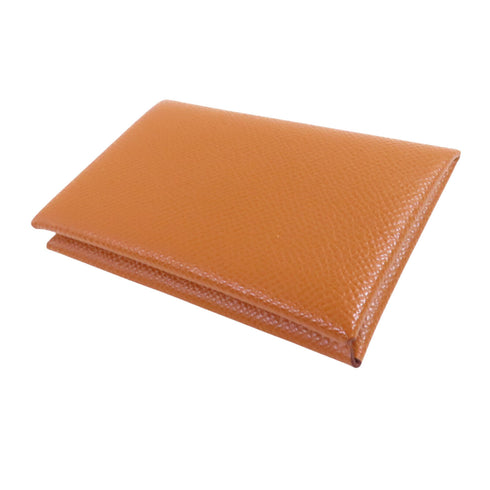 HERMES PHW Calvi Card Case Card Holder Epsom Leather