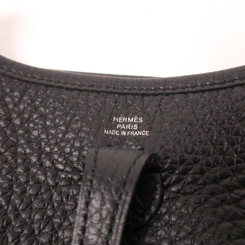 HERMES PHW Evelyne TPM Shoulder Bag Clemence Leather Black