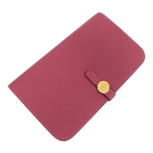 HERMES GHW Long Wallet Togo Leather Purple