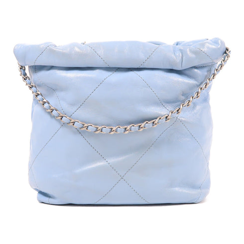 CHANEL CC SHW Chanel 22 Mini Chain Shoulder Bag Calfskin Leather Blue