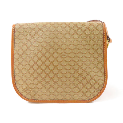 CELINE GHW Shoulder Bag Crossbody Coated Canvas Brown