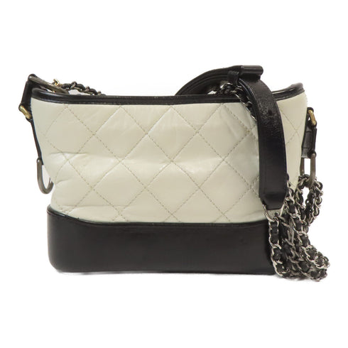 CHANEL Quilted CC GHW SHW Gabrielle Shoulder Bag A91810 Calfskin Leather White