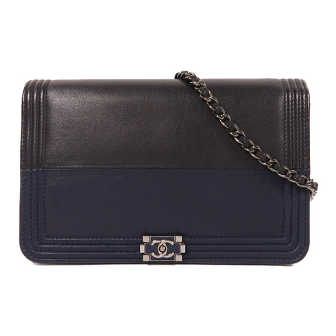 CHANEL CC SHW WOC Shoulder Bag Leather Blue/Black
