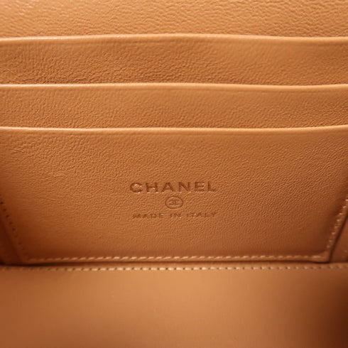 CHANEL CC GHW Vanity Case 2 Way Shoulder Bag Lambskin Leather Beige