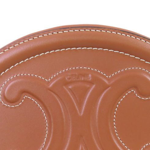 CELINE GHW Small Oval Purse Cuir Triomphe Shoulder Bag Calfskin Leather Brown