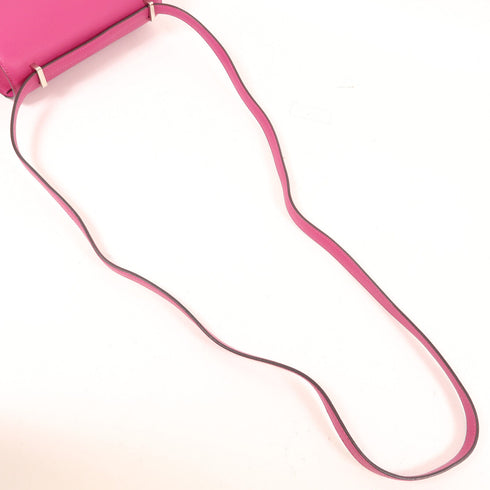 HERMES PHW Constance Mini Shoulder Bag Evercolor Leather L3 Rose Purple