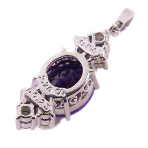MIKIMOTO 2.78ct Amethyst 0.23ct Diamond Top Pendant 18K White Gold
