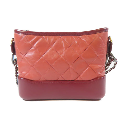 CHANEL Quilted CC SHW GHW Gabrielle Hobo Mini Chain Shoulder Bag Calfskin Red
