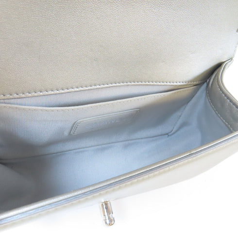 CHANEL Quilted CC SHW Water Boy Flap Chain Shoulder Bag PVC Leather Blue Grey