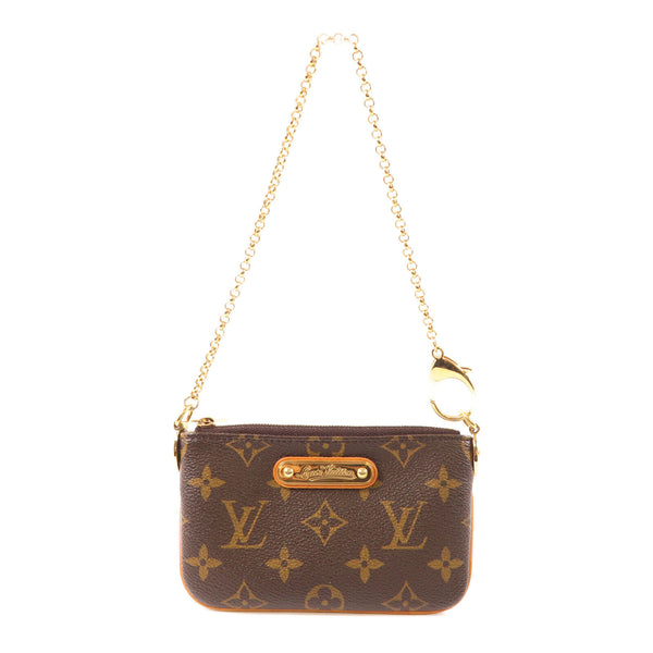LOUIS VUITTON LV GHW Pochette Milla PM Handbag Monogram M60095 Brown