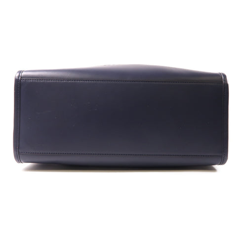 FENDI GHW Sunshine Tote 2 Way Bag 8BH386 Calfskin Leather Navy