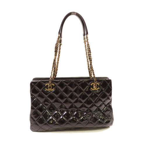 CHANEL CC GHW Chain Shoulder Bag Patent Leather Black v2