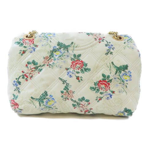 Tory Burch GHW Chain Shoulder Handbag Calfskin Leather White