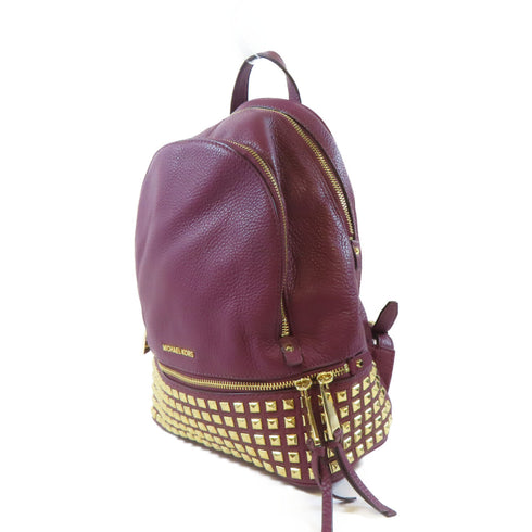 Michael Kors MK GHW Backpack Rucksack 3MS5DN Calfskin Leather Purple