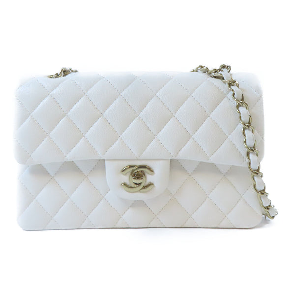 CHANEL Quilted CC GHW Classic 23 Chain Shoulder Calfskin Leather White