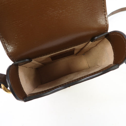 GUCCI GG GHW GG Supreme Horsebit Mini Shoulder Bag 625615 Coated Canvas Brown