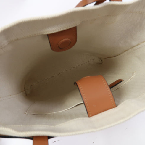 LOEWE Ikebana Shoulder Bag Calfskin Leather/Canvas Brown