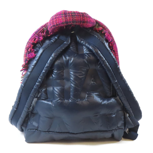 CHANEL CC SHW Backpack Rucksack Nylon Tweed Navy Blue Pink