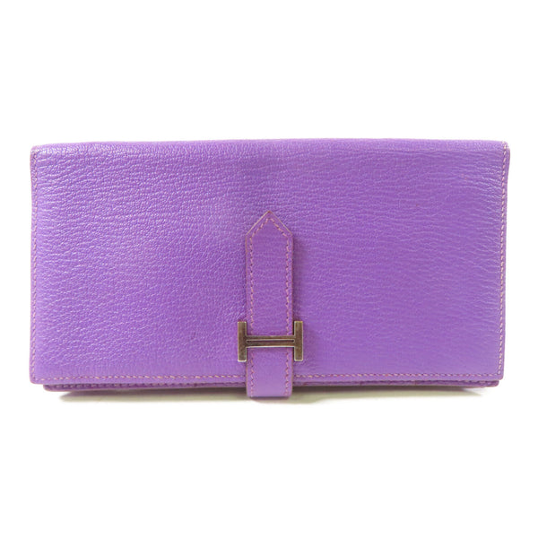 HERMES PHW Bearn W Snap Long Wallet Chevre Cyclamen/Purple