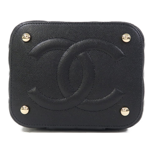CHANEL CC GHW Vanity Case Chain Shoulder Bag AS3171 Calfskin Leather Black