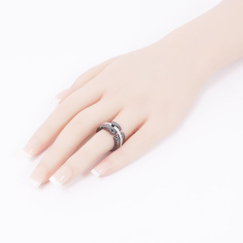 CHANEL CC Ultra Ring US#5.5 Ceramic 18K White Gold Black