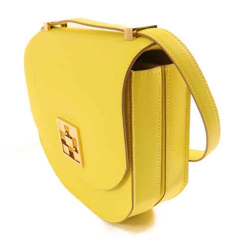 HERMES GHW Mosaique Shoulder Bag Veau Epsom Leather Lime Yellow