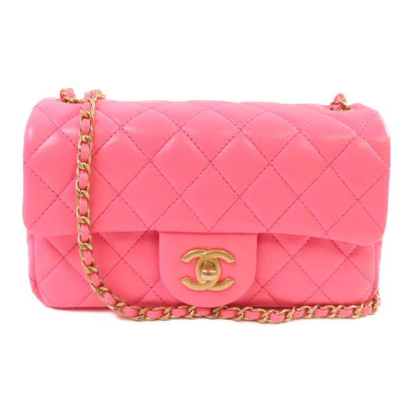 CHANEL CC GHW Classic Flap 20 Chain Shoulder Bag Calfskin Leather