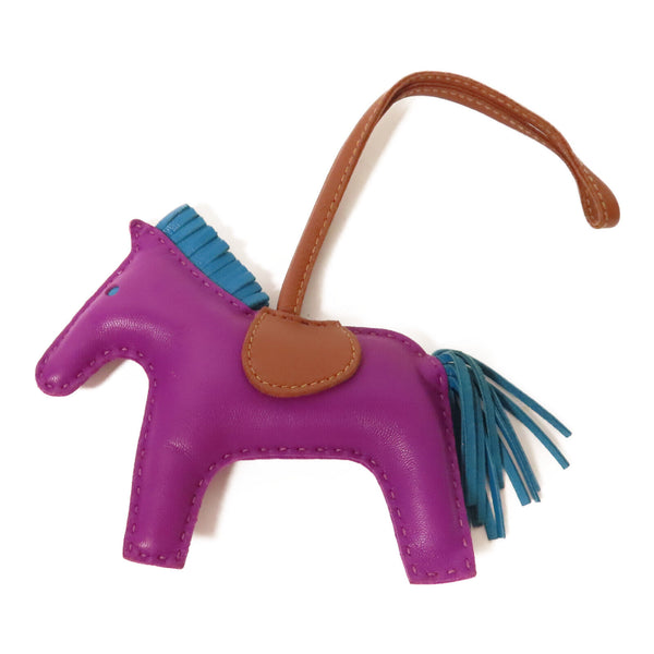 HERMES Rodeo MM Charm Swift Leather Purple/Brown/Blue