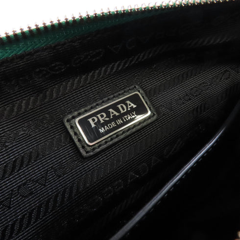 PRADA SHW Triangle Shoulder Bag Crossbody Calfskin Leather Green