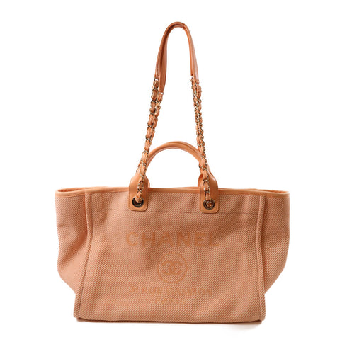 CHANEL CC GHW Deauville 2 Way Shoulder Tote Bag Canvas