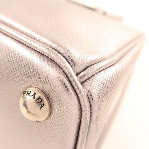 PRADA SHW 2 Way Shoulder Bag 1BA896 Saffiano Leather Silver