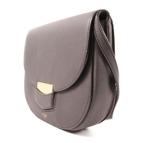 CELINE GHW Trotteur Shoulder Bag Calfskin Leather