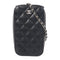 CHANEL Quilted CC SHW Chain Shoulder Phone Bag Lambskin Leather Black