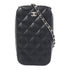 CHANEL Quilted CC SHW Chain Shoulder Phone Bag Lambskin Leather Black