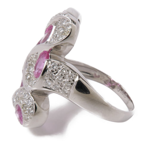 JEWELRY 2.27ct Sapphire 0.53ct Diamond Ring 18K White Gold US#6