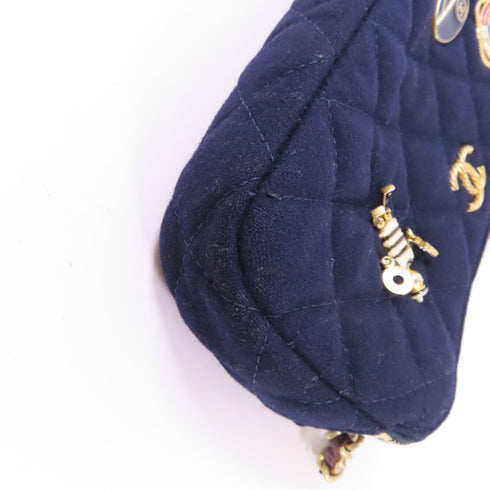 CHANEL CC GHW Paris-Hamburg Chain Shoulder Bag A70332 Wool Navy
