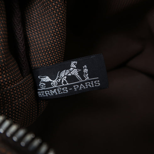 HERMES PHW Ale Line Hand Bag Canvas Brown