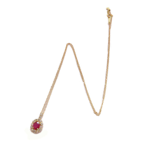 FINE JEWELRY 0.28ct Ruby 0.26ct Diamond Necklace 18K Yellow Gold