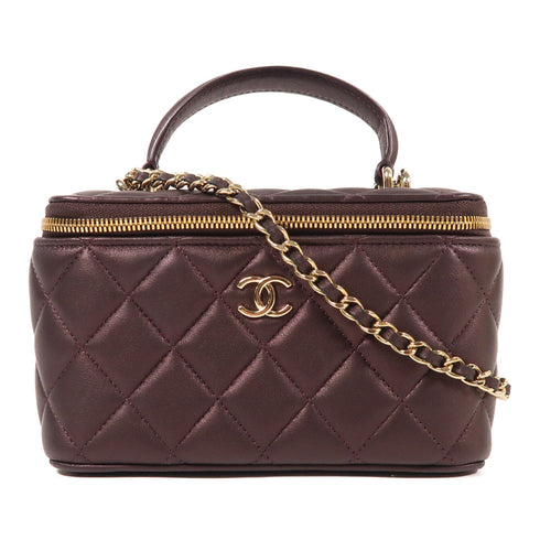 CHANEL CC GHW Vanity Case 2 Way Shoulder Bag AP2199 Lambskin Leather
