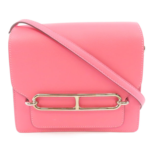 HERMES PHW Mini Roulis Shoulder Bag Evercolor Leather Rose Azalee Pink